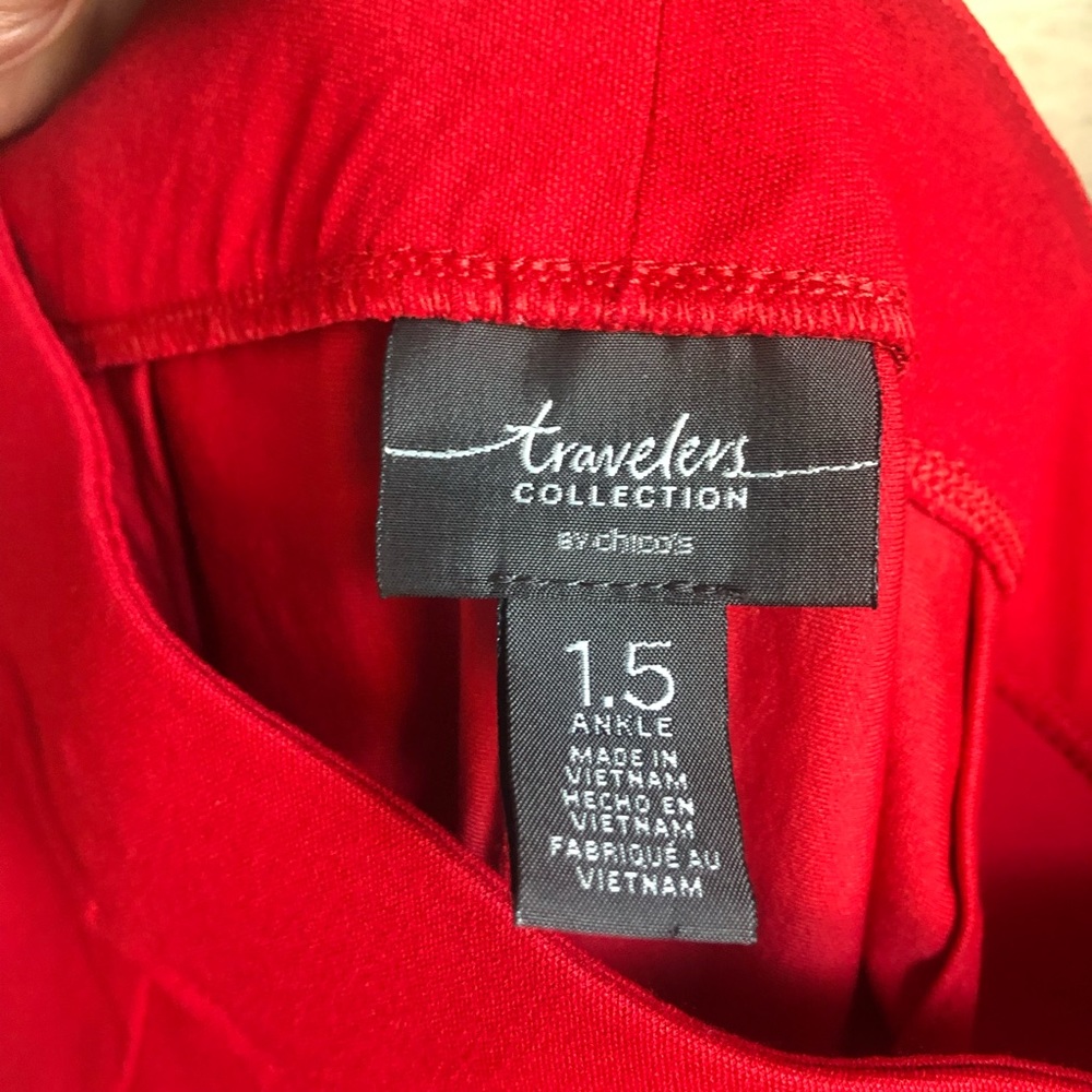 Chico’s Red Travelers Collections Slacks 1.5 Ankle - Picture 4 of 4